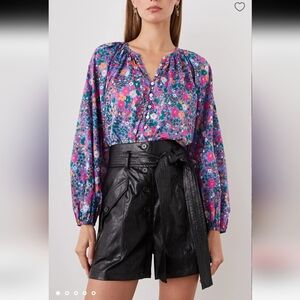 Rails Indi Leilani Floral Print Blouse Top Cotton Popover Womans Size XXL